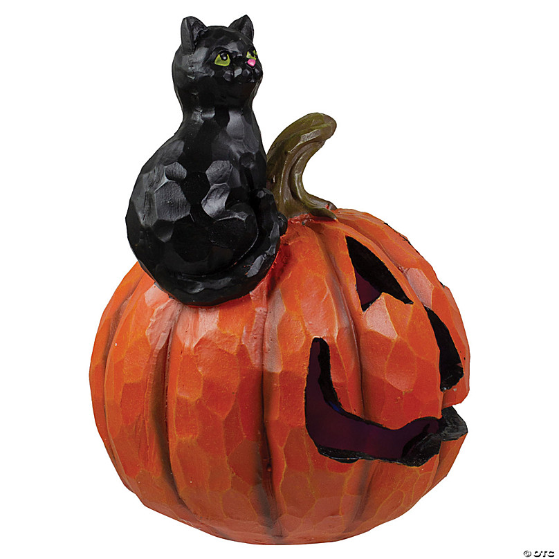 Northlight 10 LED Lighted Jack-O-Lantern and Black Cat Tabletop Halloween  Figure