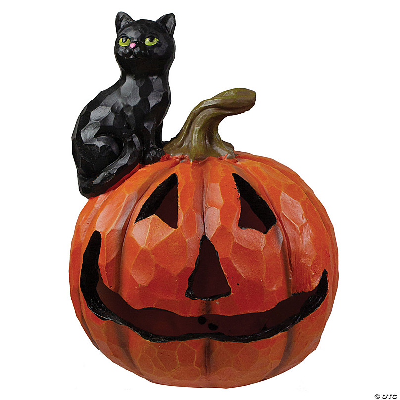 Northlight 10 LED Lighted Jack-O-Lantern and Black Cat Tabletop Halloween  Figure