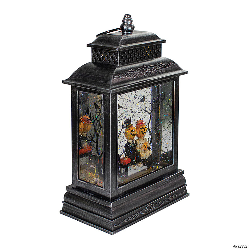 Northlight 11.5 LED Black Halloween Lantern with Pumpkin Couple