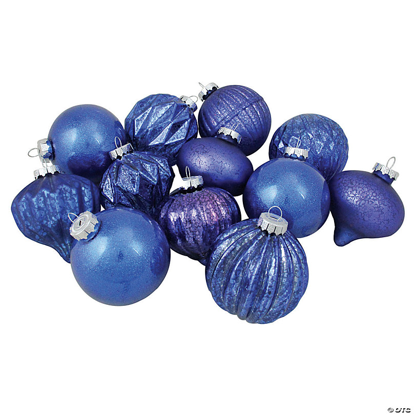 Holiday Time 100 mm Shatterproof Christmas Ornaments, Navy & Metallic Gold,  9 Count 