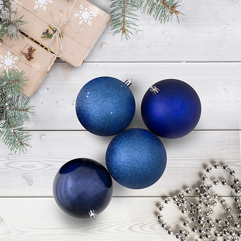 Northlight 12ct Royal Blue Shatterproof 4-Finish Christmas Ball