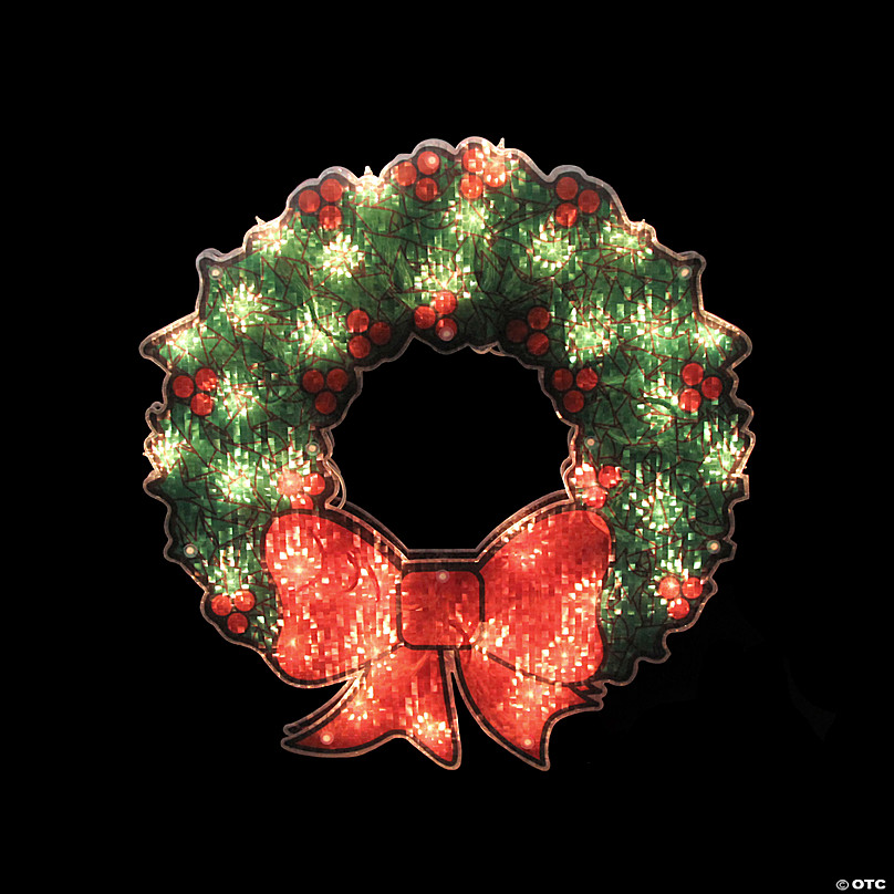 light-up holographic wreath window decor