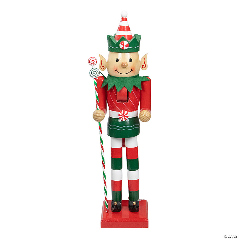 Northlight 15 Red and Green Traditional Striped Elf Christmas Nutcracker