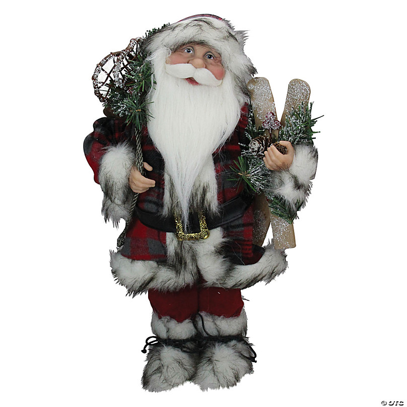 Northlight - 16 Alpine Chic Standing Santa Claus with Snowshoes and Skis  Christmas Figure
