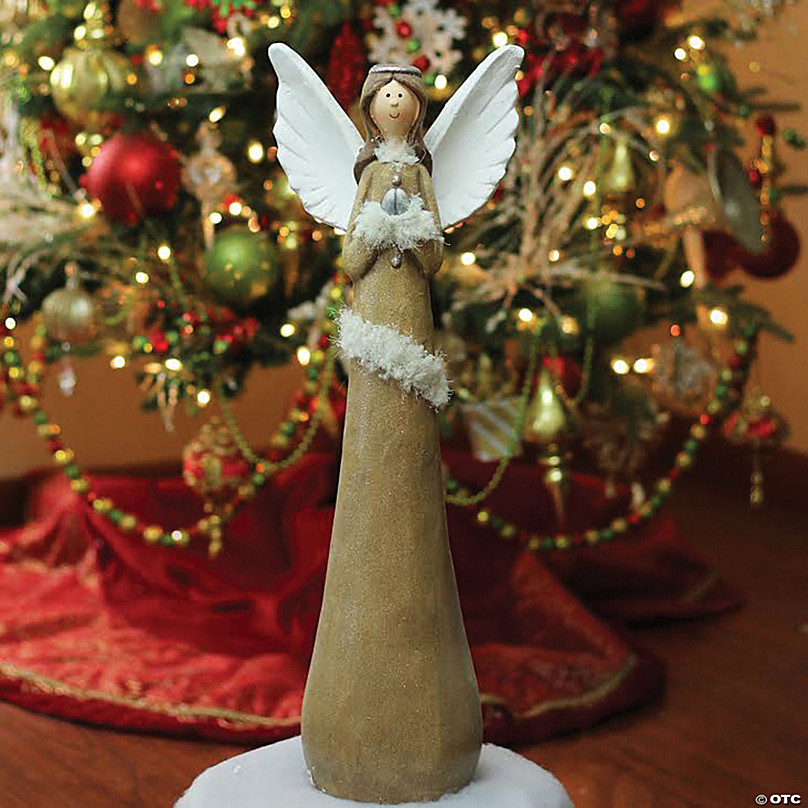 Northlight - 24 Brown and Silver Praying Angel Christmas Tabletop Figure