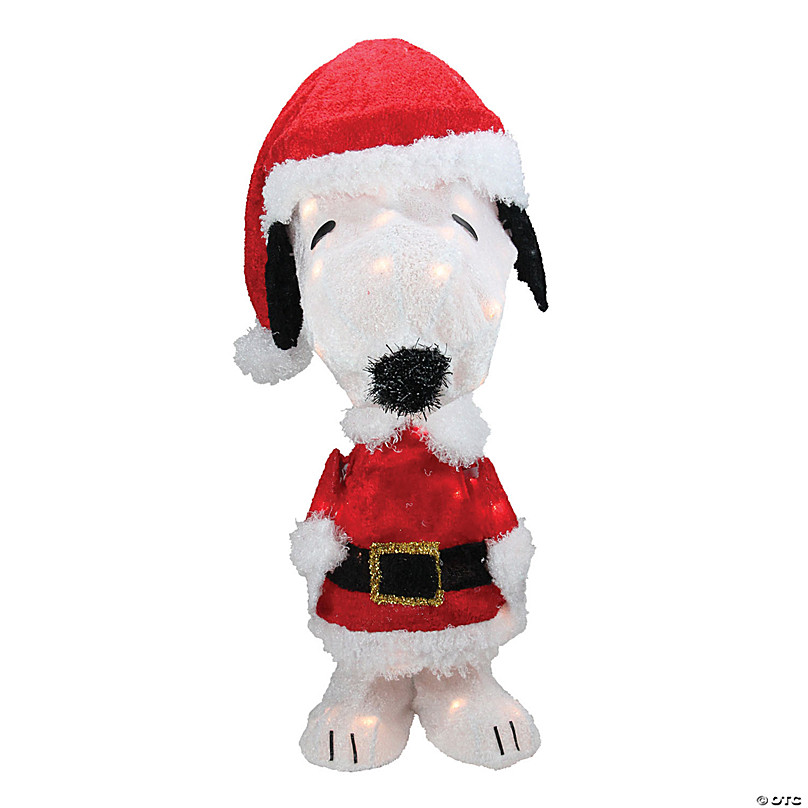 Christmas Yard Decoration 24 in 3D Peanuts Snoopy In Santa Hat & Light Strand 