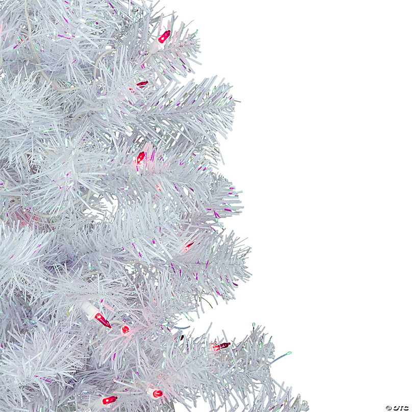 Northlight 4' Pre-lit White Iridescent Pine Artificial Christmas Tree -  Pink Lights