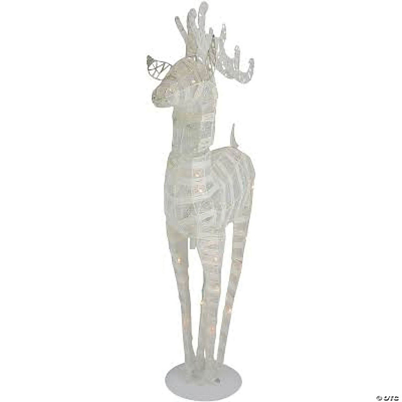 Northlight 42 Lighted White Feeding Reindeer Outdoor Christmas