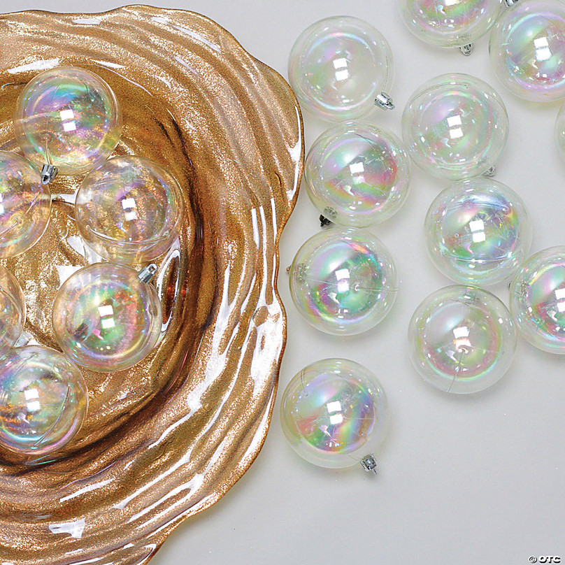 Northlight 32ct Clear Iridescent Shatterproof Shiny Christmas Ball  Ornaments 3.25 (80mm)