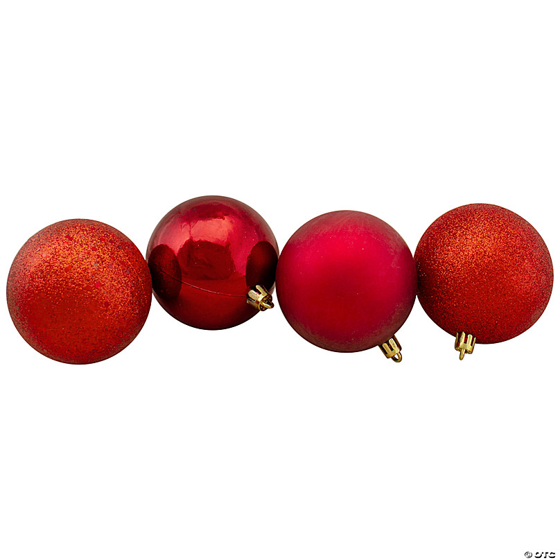 Northlight 32ct Red Shatterproof 4-Finish Christmas Ball Ornaments 3.25  (80mm)