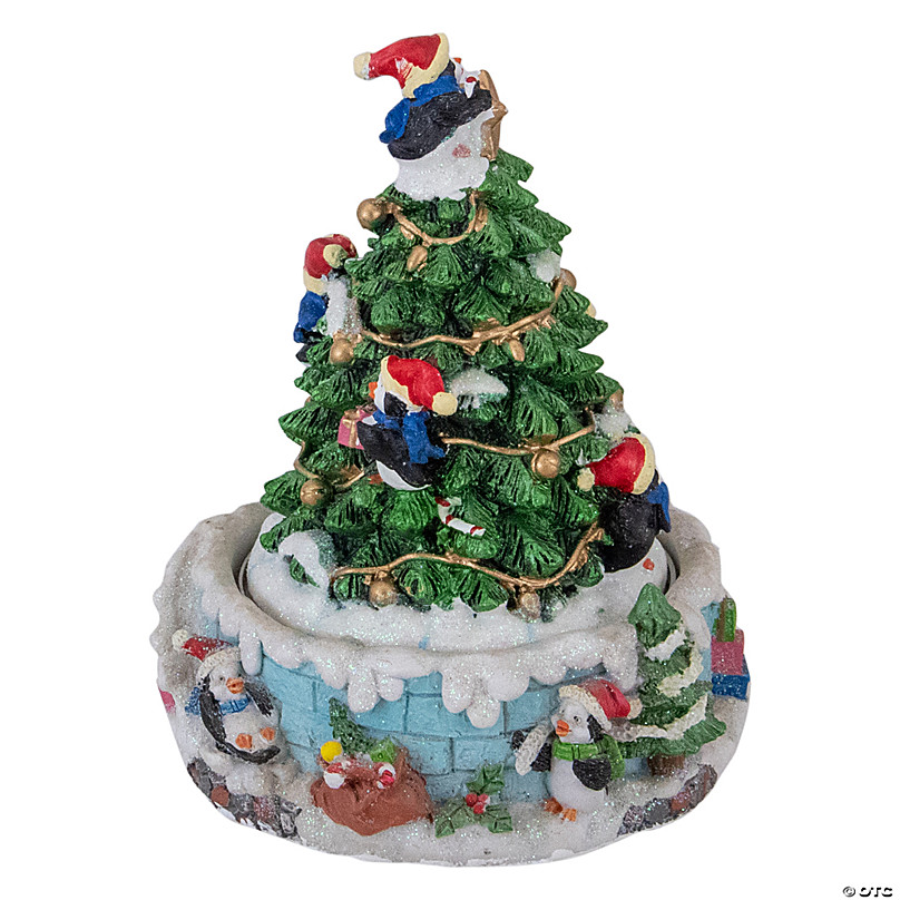 Penguin Climbing Christmas Tree Gift Pack Scene Decor - Temu