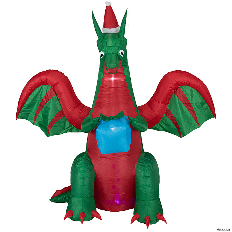Northlight 6' Inflatable LED Lighted Dragon with Gift Outdoor Christmas
