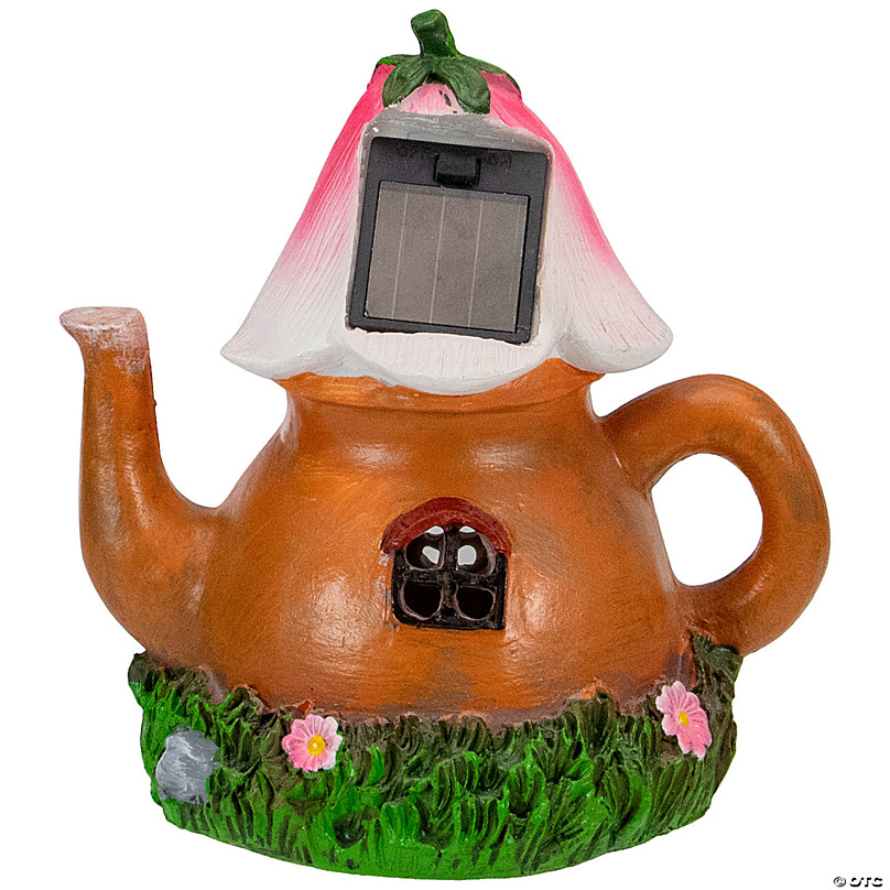 Northlight 7 in. Solar Lighted Flower Tea Pot Outdoor Garden Statue  34739282 - The Home Depot