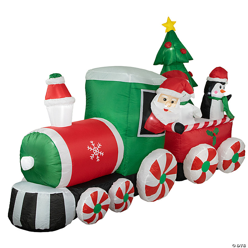 Northlight 8' Inflatable Train With Santa and Friends Outdoor