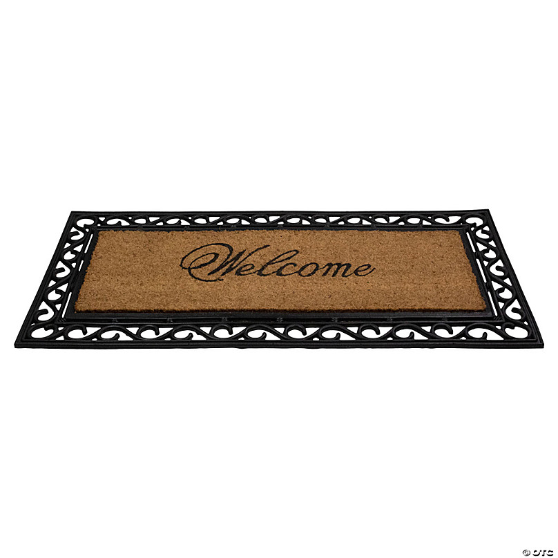 Northlight Decorative Black Rubber and Coir Outdoor Half Round Door Mat 29.75 x 17.75