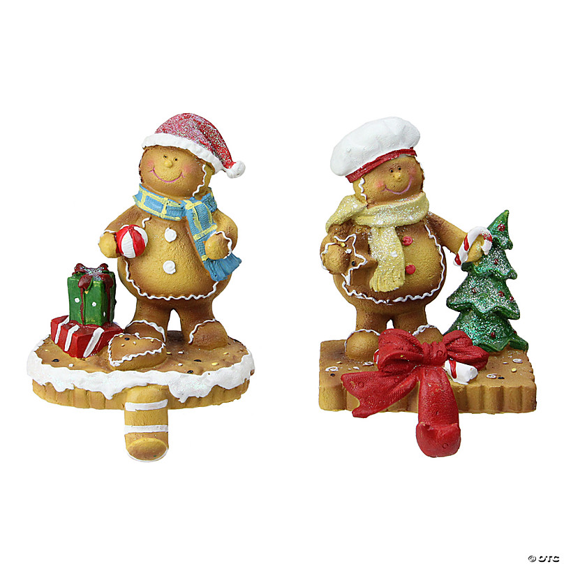 Northlight Set of 2 Holiday Gingerbread Christmas Stocking Holders