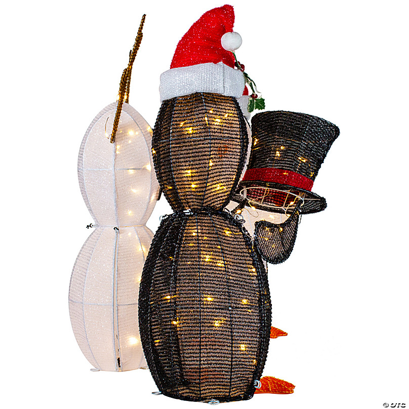 Northlight Set of 3 LED Lighted Penguins Building Snowman Outdoor