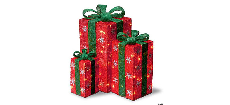 Northlight - Set of 3 Red and Green Lighted Gift Boxes with Bows ...