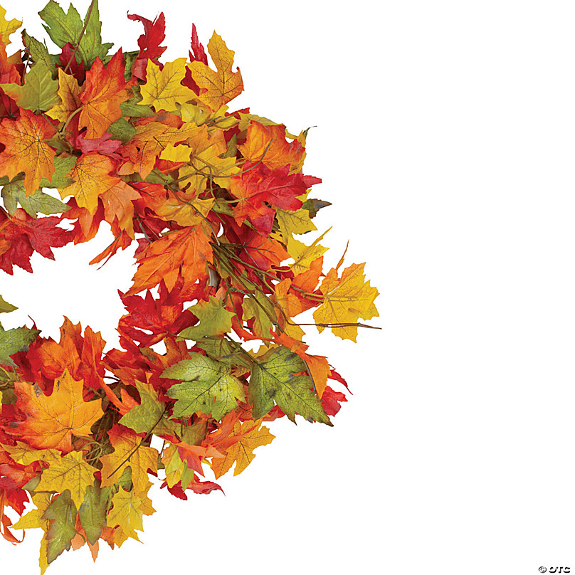 Yellow and Orange Foliage Fall Harvest Artificial Wreath Unlit 22-Inch 