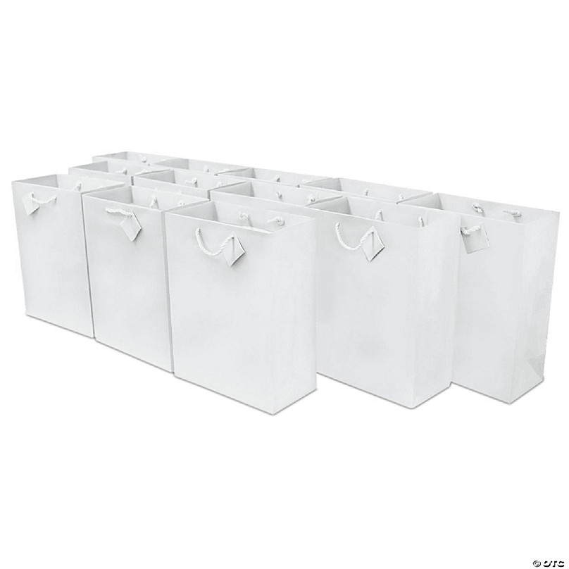 Prime Line Packaging White Paper Bags, Small Paper Shopping Bags, GIft Bags  8x4x10 50 Pack 