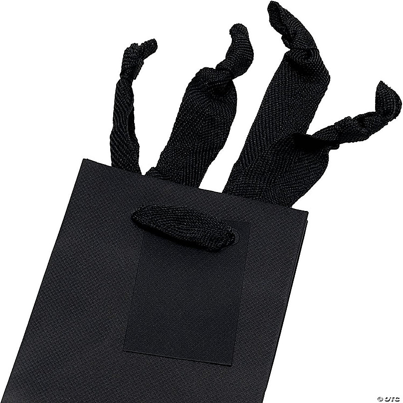 OccasionAll Extra Small Black Paper Gift Bags w/Fancy Handles Luxury  Shopping Euro Totes 4x2.75x4.5 12 Pack
