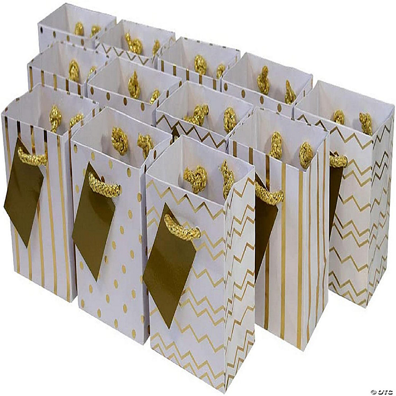 10 x 13 Large Black & Gold Graduation Paper Gift Bags with Tag