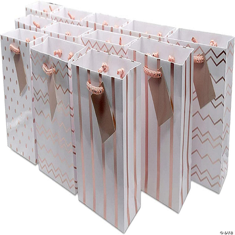 Wrapables Glossy Non-Woven Reusable Gift Bags with Handles for Weddings, Bridal Showers, Parties (Set of 8) Gold