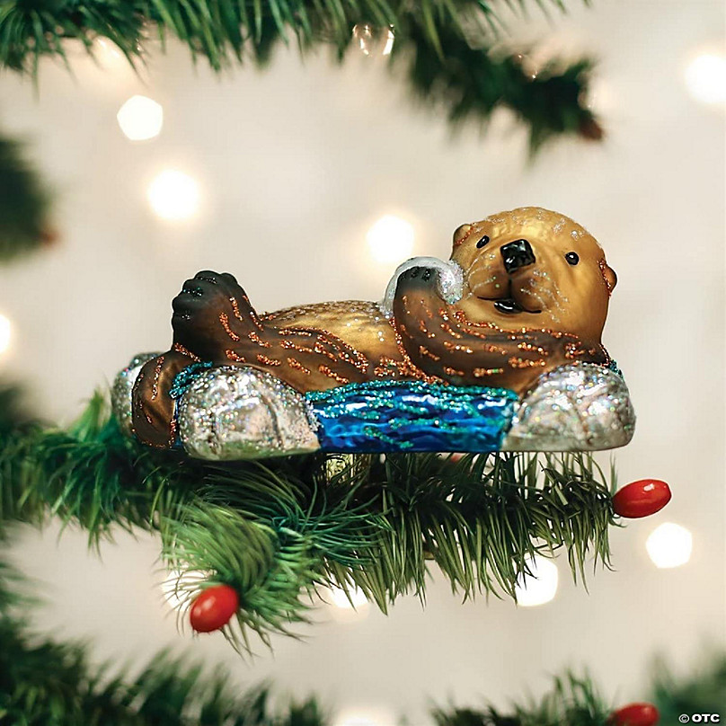 Old World Christmas 12506 Glass Blown Floating Sea Otter Ornament