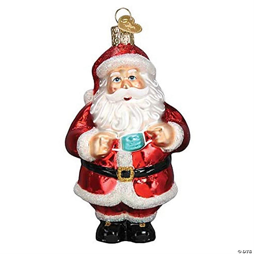Old World Christmas #40322 Glass Blown Ornaments, Santa Revealed, 4.5