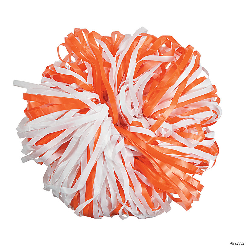 Orange & White Two-Tone Spirit Cheer Pom-Poms - 24 Pc.
