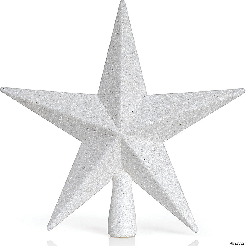 Ornativity White Gold Tree Topper - Christmas Gold 3D Glitter Star Ornament Treetop Decoration