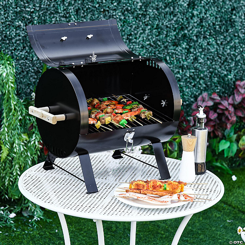 karbonade herhaling Ciro Outsunny 20" Mini Small Smoker Charcoal Grill Side Fire Box Portable  Outdoor Camping Barbecue Grill with Wooden Handles | Oriental Trading