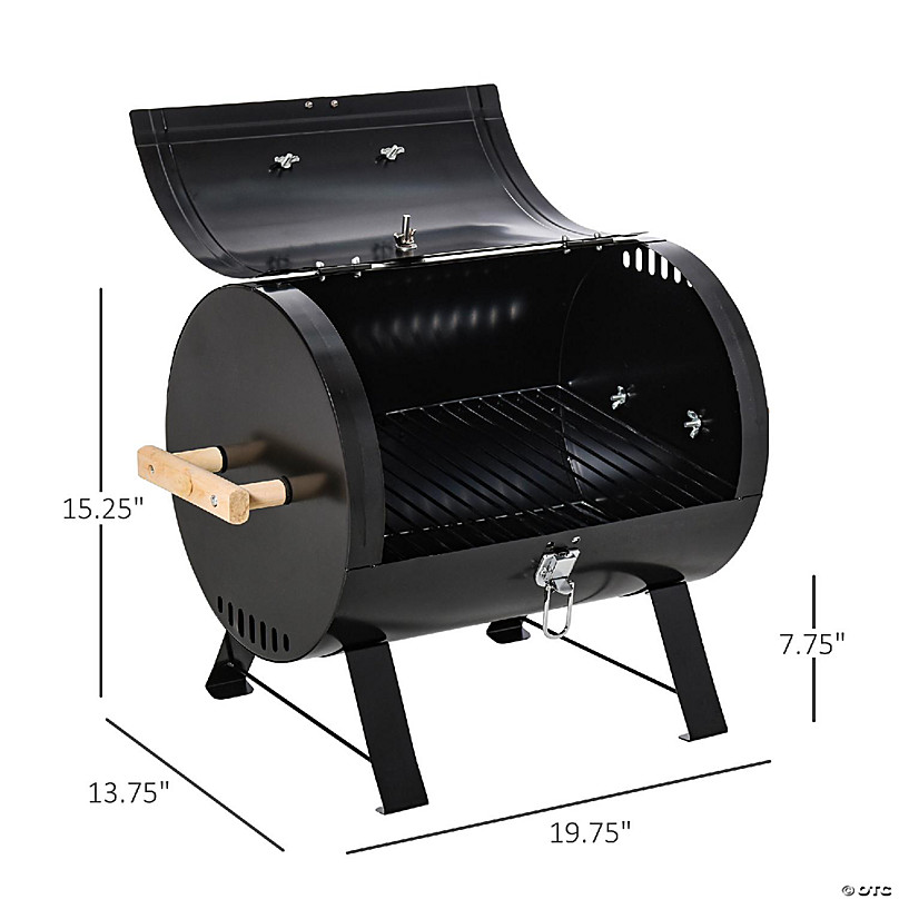 Outsunny 20 Mini Small Smoker Charcoal Grill Side Fire Box Portable  Outdoor Camping Barbecue Grill Wooden Handles