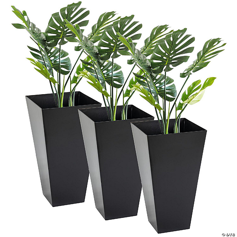 Outsunny 28 Tall Plastic Flower Pot, Set of 3, Large Outdoor & Indoor