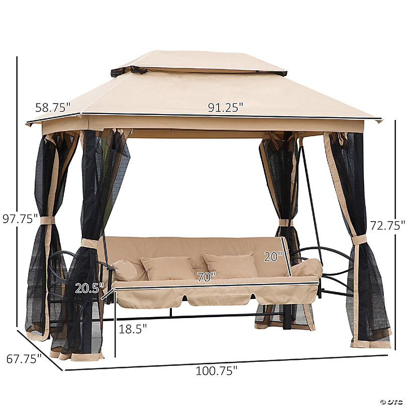 outsunny 3 seater swing chair