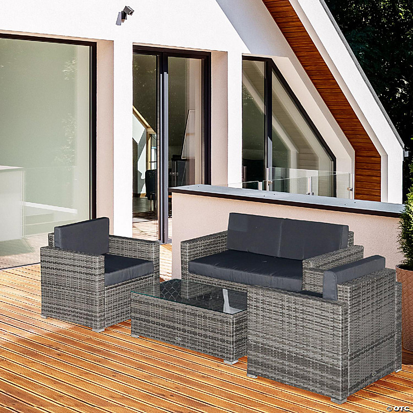 outsunny 4 piece rattan set