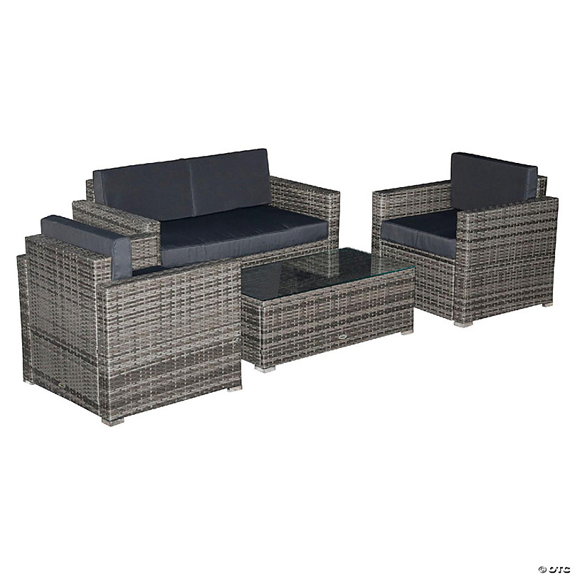 outsunny 4 piece rattan set