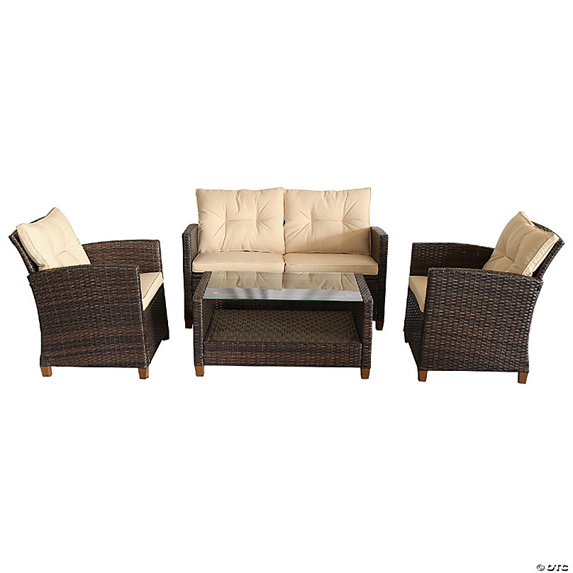 outsunny 4 piece rattan set