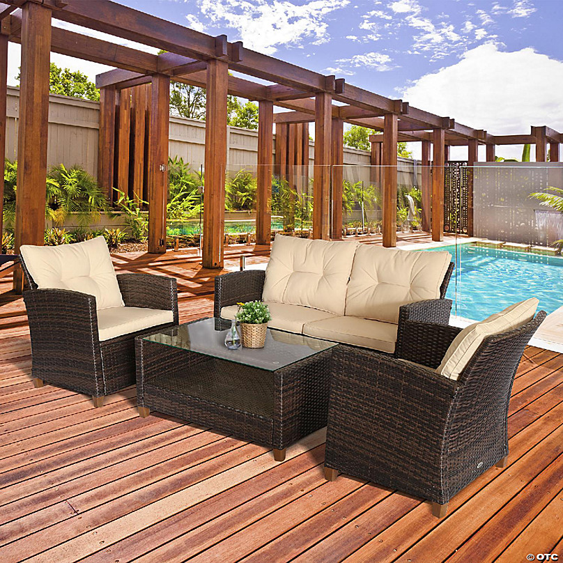 outsunny 4 piece rattan set