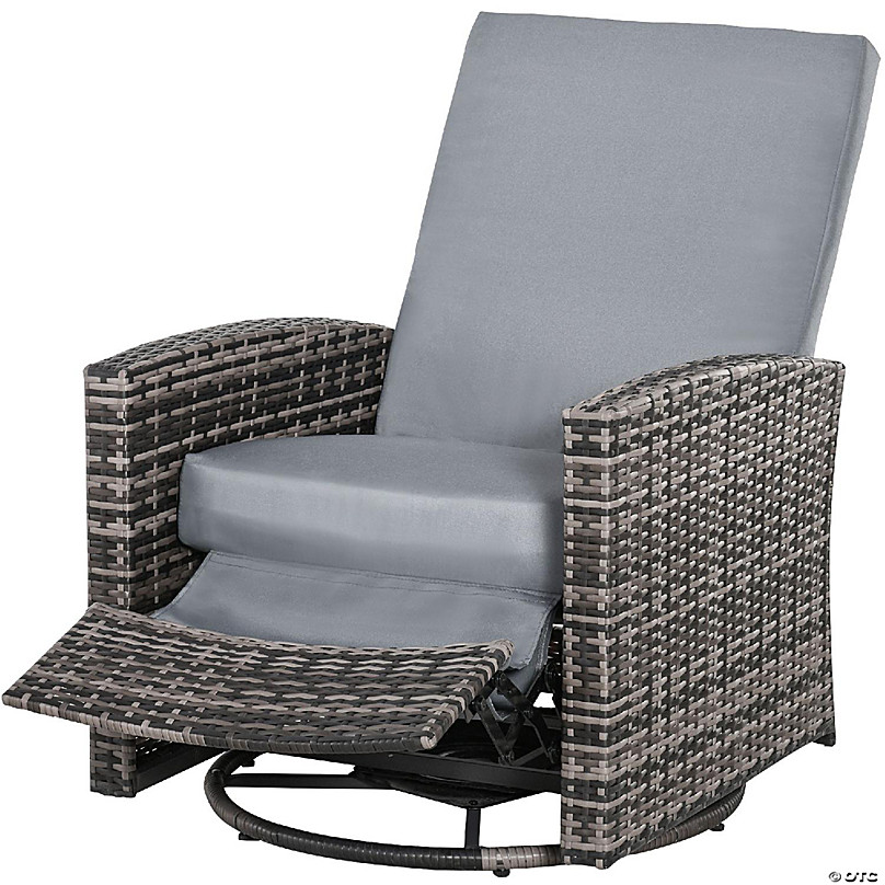 Outsunny Patio Wicker Recliner Chair with Footrest, Outdoor PE