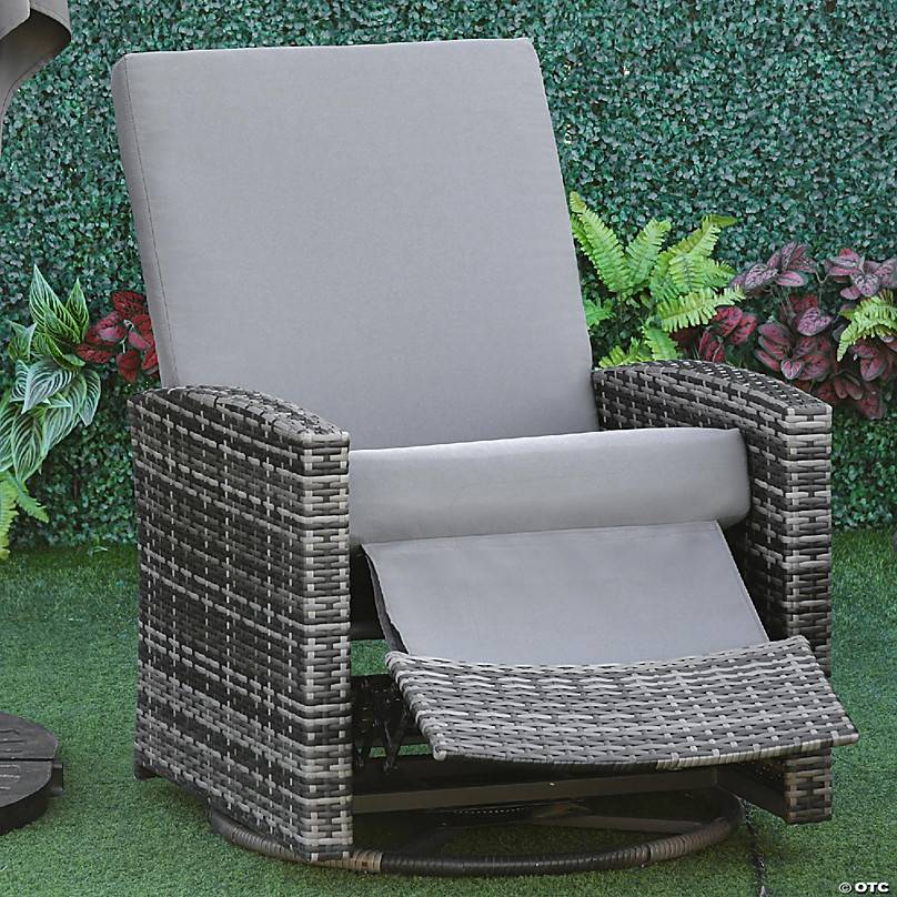 Outsunny Patio Wicker Recliner Chair With Footrest, Outdoor Pe