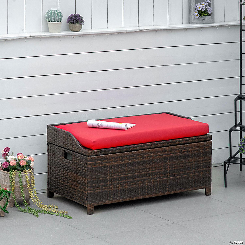 outsunny rattan storage bench