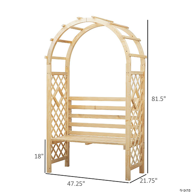 Outsunny Wood Garden Arch with Bench Pergola Trellis for Vines/Climbing ...