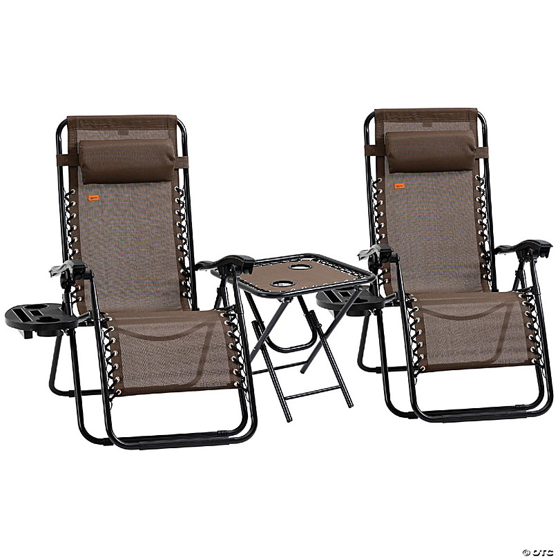 Flexzion Zero Gravity Patio Lounge Chairs Recliners Set of 2 Pack Brown Reclining Folding Chaise Sun Loungers with Removable Padded Pillow Headrest & Cup Holder Tray Max Weight 265 Lbs for Outdoor 