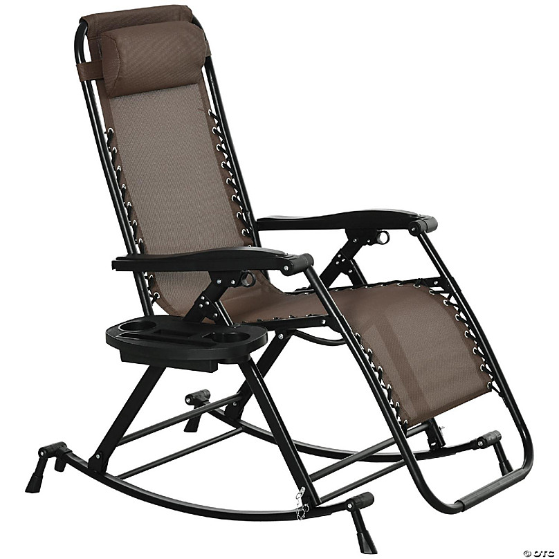 Outsunny Padded Zero Gravity Chair, Folding Recliner Chair, Patio Lounger  with Cup Holder, Adjustable Backrest, Removable Cushion for Outdoor, Patio,  Deck, and Poolside, Gray