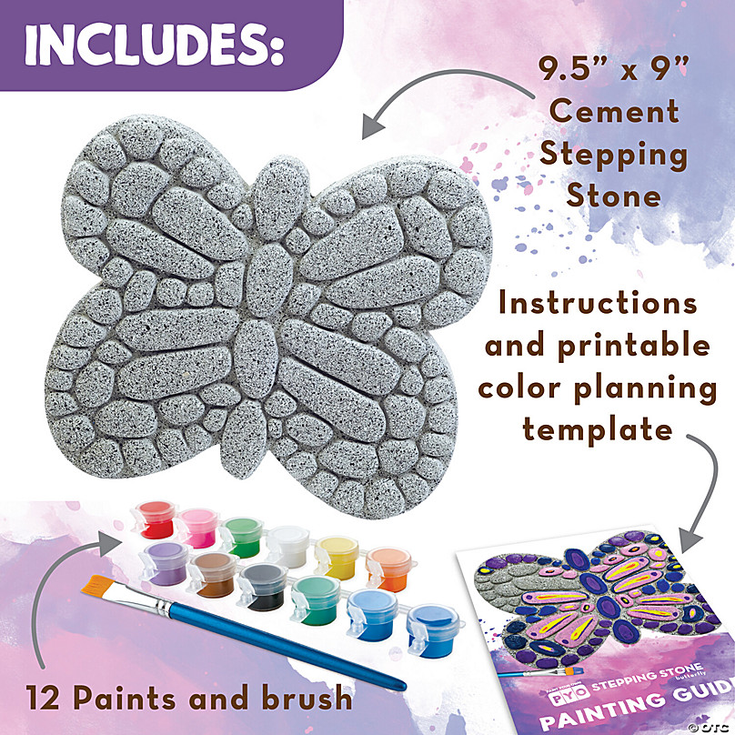 Weilim Paint Your Own Stepping Stones 5-Pack for Kids, Boys & Girls Ages  3-12, Butterfly, Turtle, Flower, Tree & Ladybug DIY Outdoor Garden Art 
