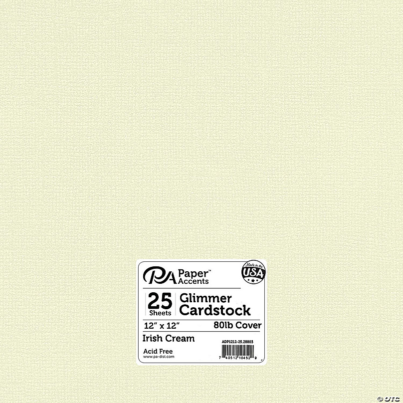 Paper Accents Glimmer Cardstock 12x 12 80lb 25pc Irish Cream