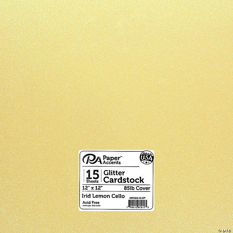 Paper Accents Glitter Cardstock 12x 12 85lb Iridescent Lemon Cello 15pc