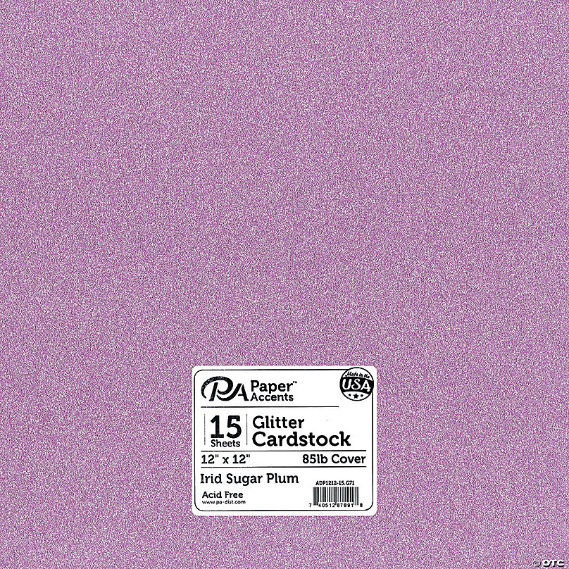 Paper Accents Glitter Cardstock 12x 12 85lb Heather Purple 15pc
