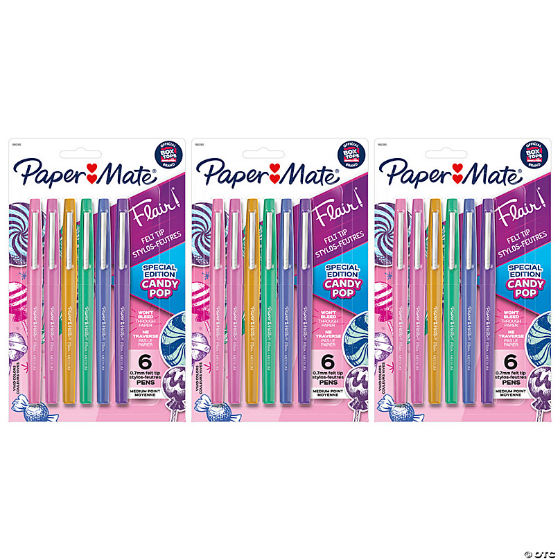 Paper Mate Flair Porous Pens, Medium Point, 0.7 mm, Assorted Colors, 6 Count